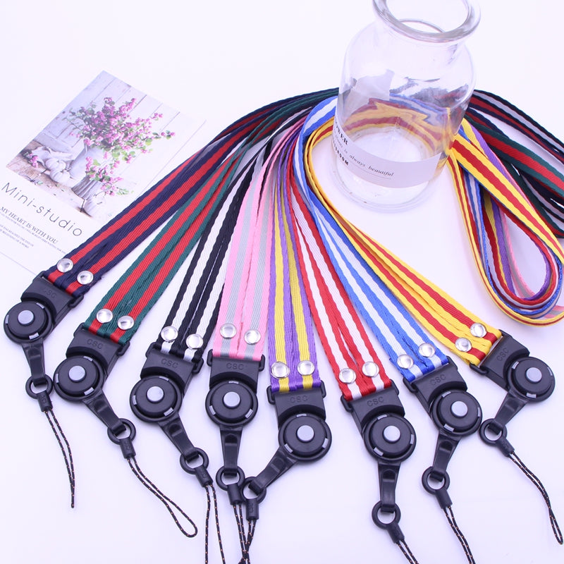 Quick-Release Detachable Ring Phone Lanyard - Striped Neck Strap