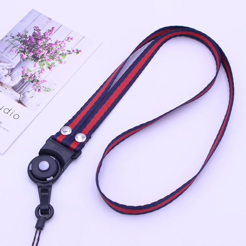 Quick-Release Detachable Ring Phone Lanyard - Striped Neck Strap