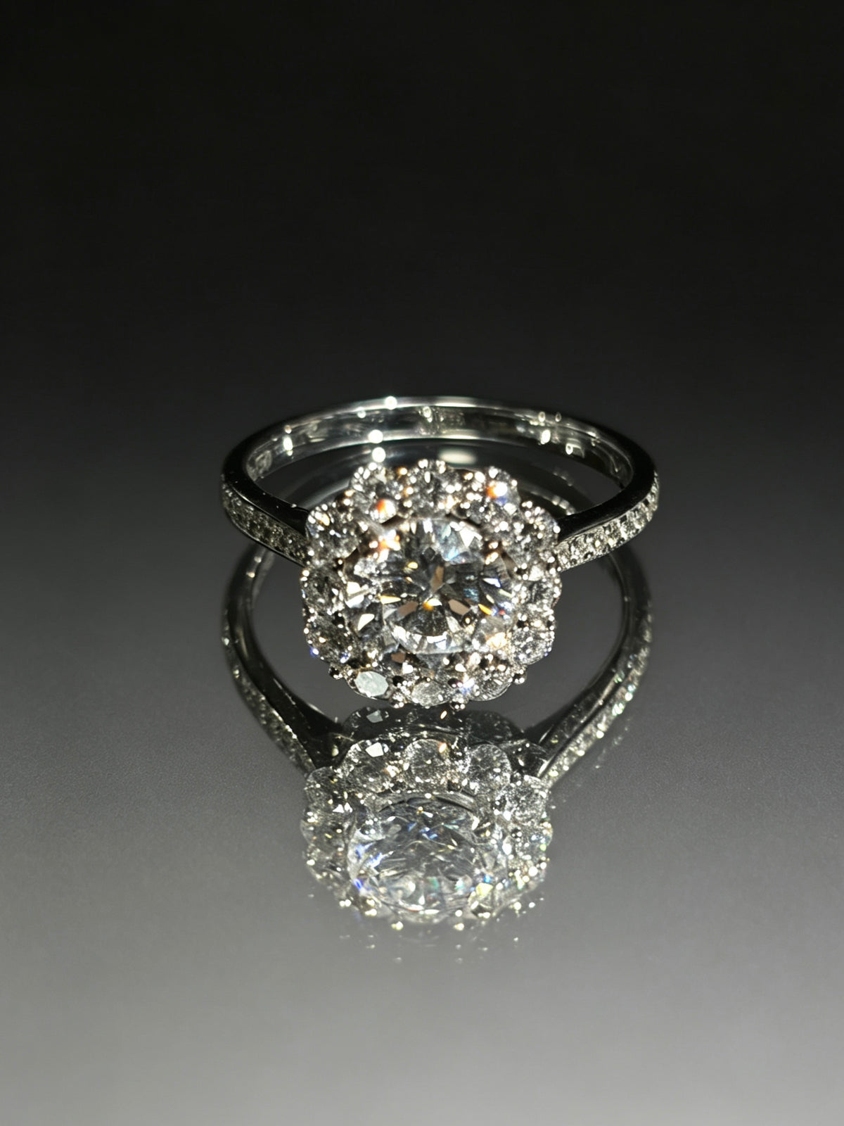 1.02ct Oval Lab-Grown Diamond Halo Engagement Ring in 18K White Gold