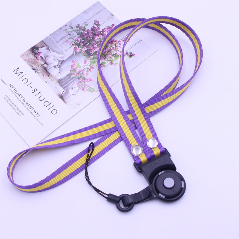 Quick-Release Detachable Ring Phone Lanyard - Striped Neck Strap